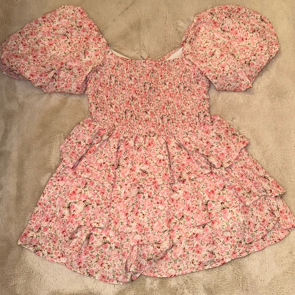 Entro Pink Floral Print Tiered Mini Dress - Picture 2 of 4